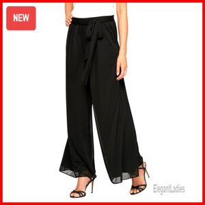 Wide Leg Chiffon Dress Pants, Elastic Waist, Tulip Hem, Formal Occasion Wear
